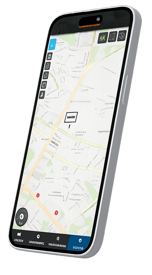 Aplicativo de rastreamento veicular aberto no celular